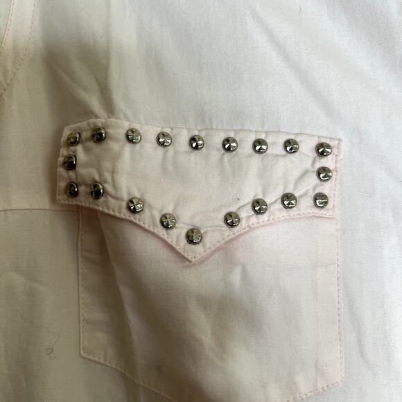 Chloé Studded Shirt Dress Poudre Ivory-Blush EU 36 US 2/4 Midi Made in France - Picture 7 of 10